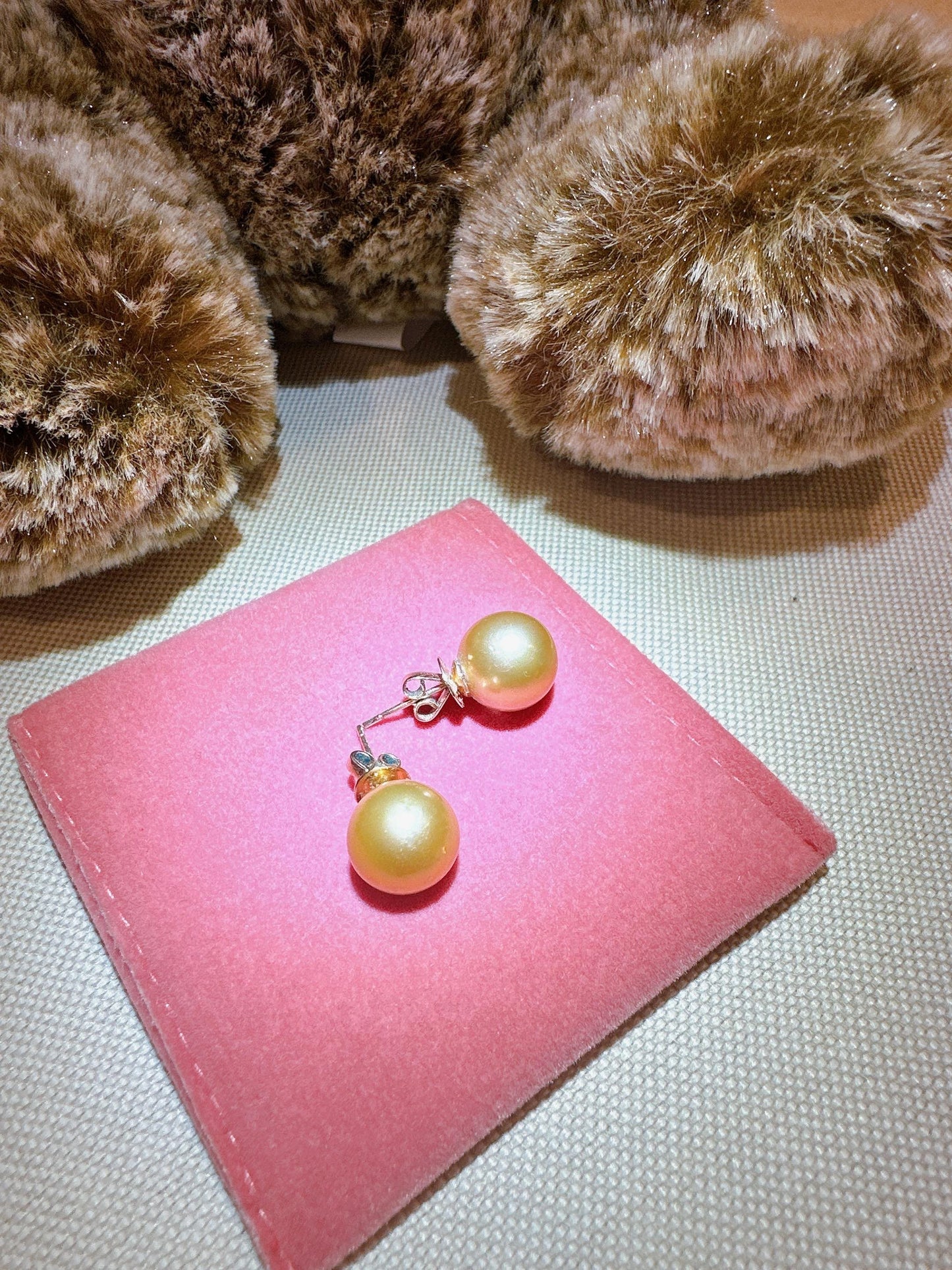 Genuine Round South Sea Pearls Stud Earrings