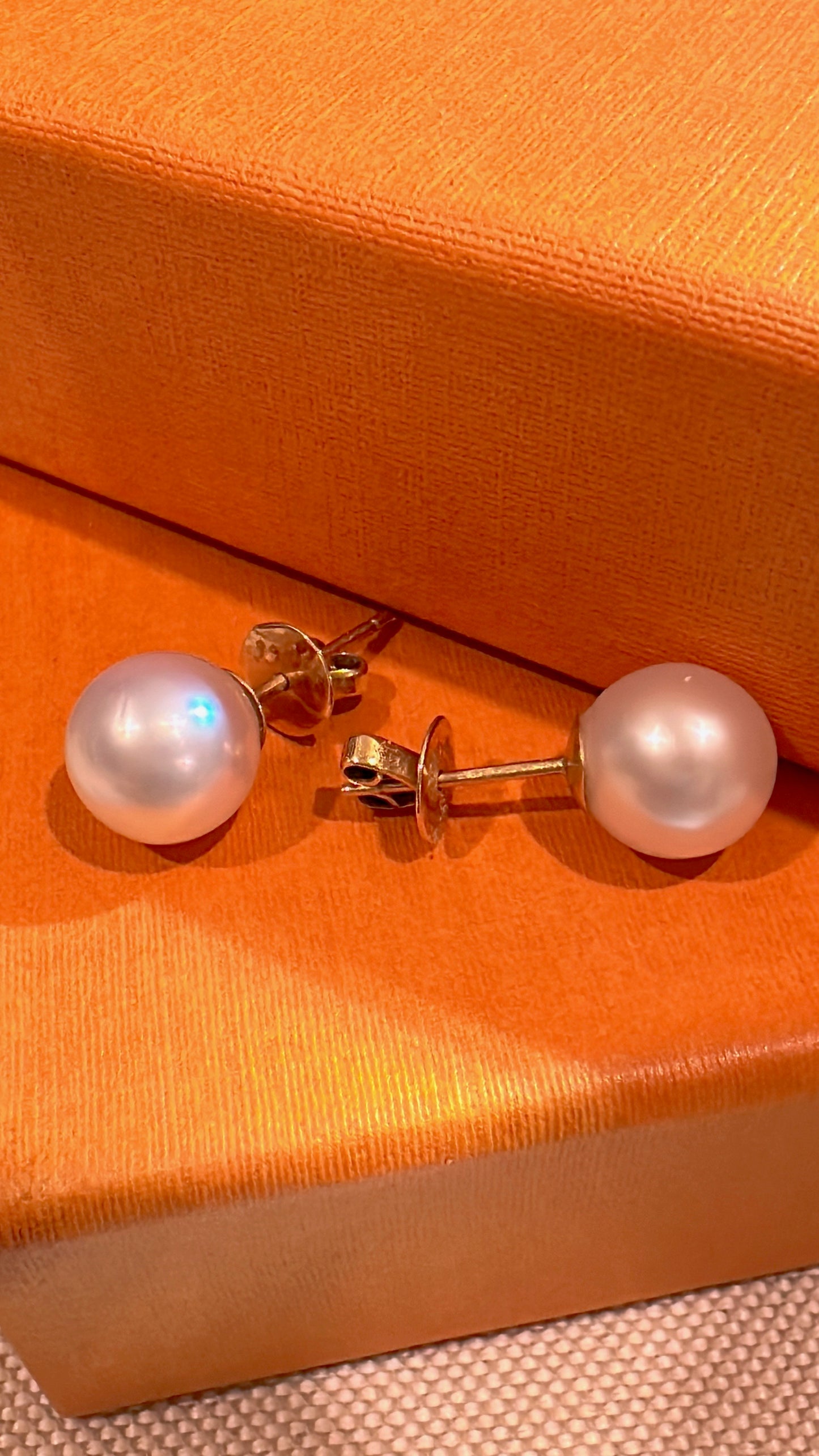 Genuine Round South Sea Pearls Stud Earrings