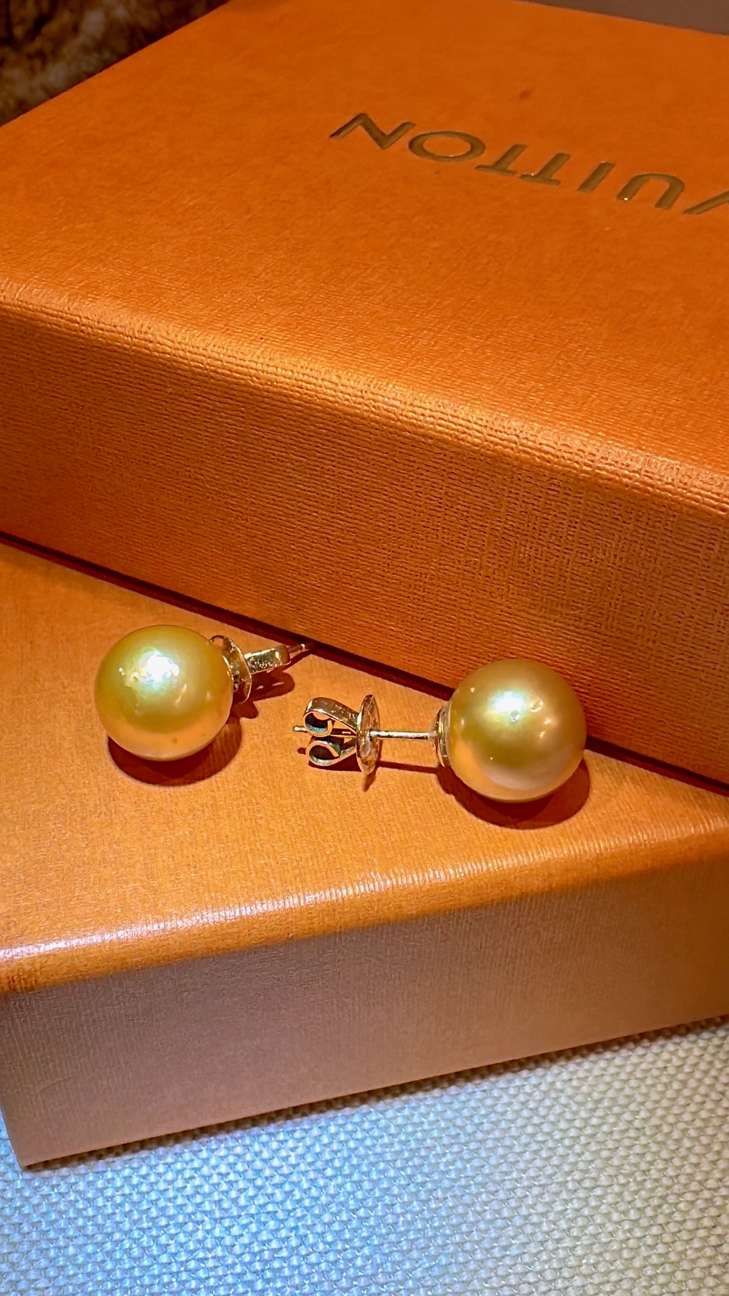 Genuine Round South Sea Pearls Stud Earrings