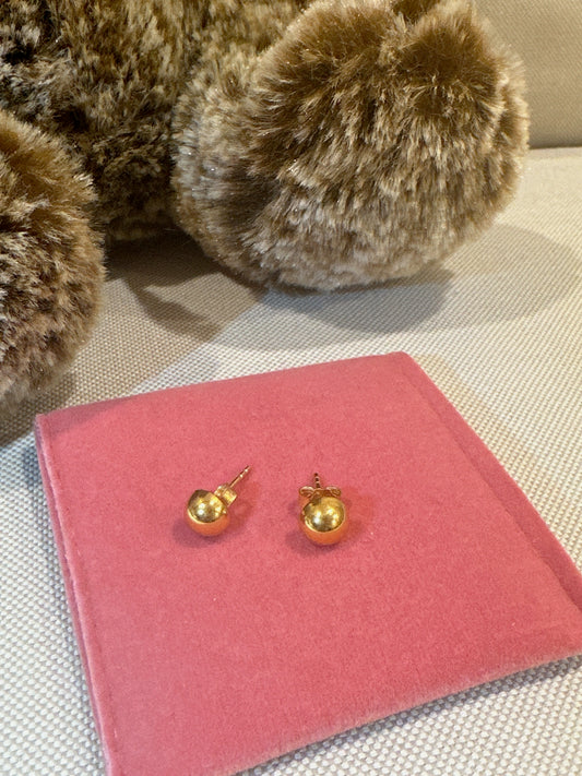 18k Italy Gold Classic Ball Stud Earrings