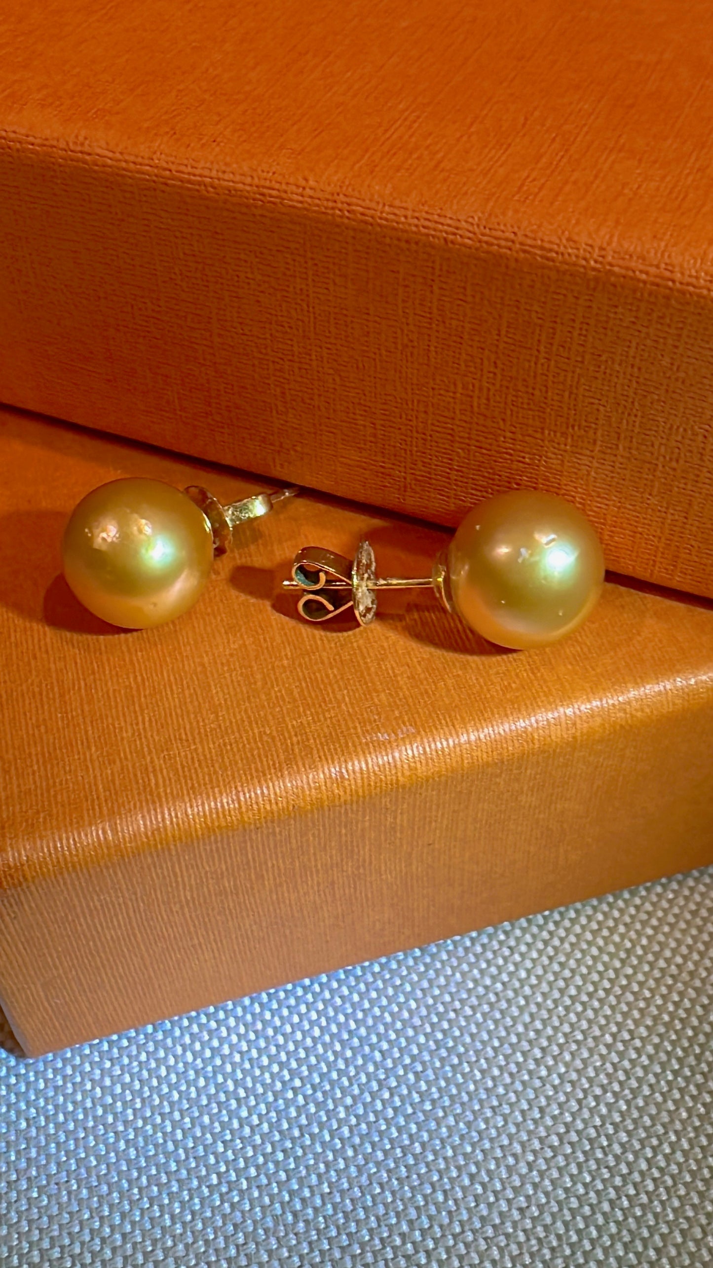 Genuine Round South Sea Pearls Stud Earrings
